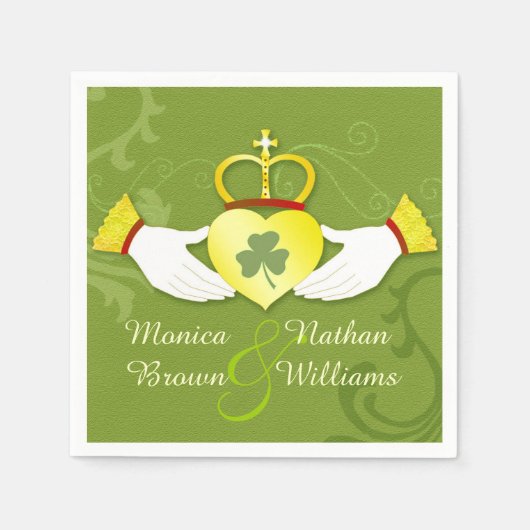 Serviette En Papier Mariage celte irlandais Claddagh Heart (Devant)