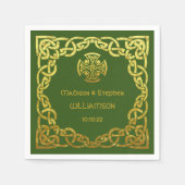 Serviette En Papier Mariage celtique Green Faux Gold Personnalisez (Devant)