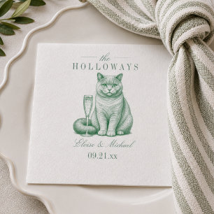 Serviette En Papier Mariage Champagne au Chat Shorthair Sage Prépa