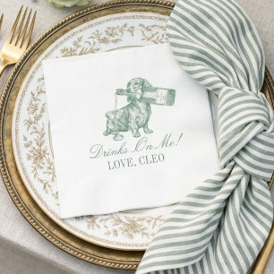 Serviette En Papier Mariage Champagne Caniche Préppy Vert Sauge