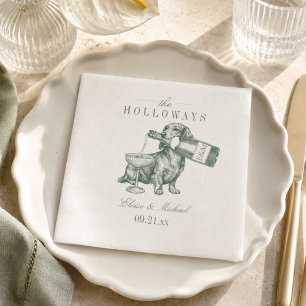Serviette En Papier Mariage Champagne Caniche Vert Sauge Prépa