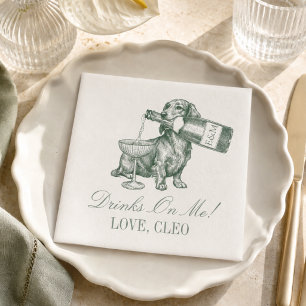 Serviette En Papier Mariage Champagne Caniche Vert Sauge Prépa