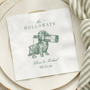 Serviette En Papier Mariage Champagne Caniche Vert Sauge Prépa