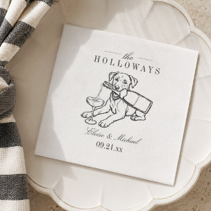 Serviette En Papier Mariage Champagne Labrador Retriever Classique