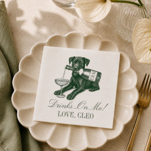 Serviette En Papier Mariage Champagne Labrador Vert Sauge Prépa