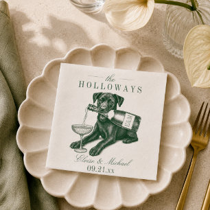Serviette En Papier Mariage Champagne Labrador Vert Sauge Prépa