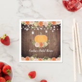 Serviette En Papier Mariage champêtre automnal avec citrouille et fleu (En situation)