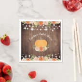 Serviette En Papier Mariage champêtre automnal avec citrouille florale (En situation)