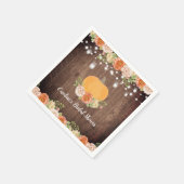 Serviette En Papier Mariage champêtre de citrouille automnale florale (Coin)