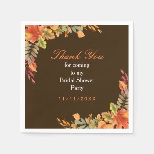 Serviette En Papier Mariage champêtre de feuilles d'automne (Devant)