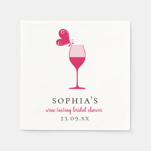 Serviette En Papier Mariage Champêtre Dégustation de Vin Rosé Papillon