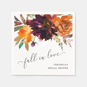 Serviette En Papier Mariage Champêtre Élégant de Fleurs d'Automne