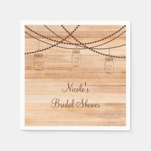 Serviette En Papier Mariage champêtre en grange avec du bois et des po (Devant)