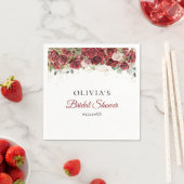 Serviette En Papier Mariage champêtre en tons de bordeaux et rose blus (En situation)