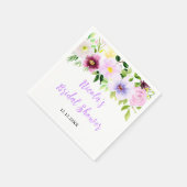 Serviette En Papier Mariage Champêtre Fleuris Violet Printemps (Coin)