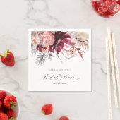 Serviette En Papier Mariage Champêtre Fleurs de Pampas Teintées de Bou (En situation)