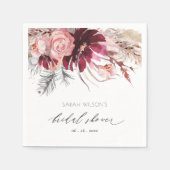 Serviette En Papier Mariage Champêtre Fleurs de Pampas Teintées de Bou (Devant)