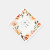 Serviette En Papier Mariage Champêtre Floral Automnal (Coin)