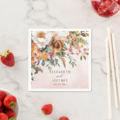 Serviette En Papier Mariage Champêtre Floral Orange Automne (En situation)