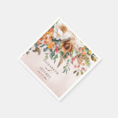 Serviette En Papier Mariage Champêtre Floral Orange Automne (Coin)