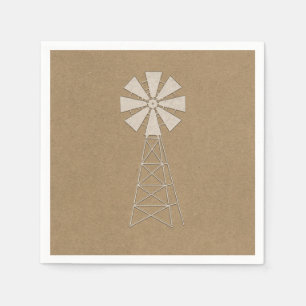 Serviette En Papier Mariage Champêtre Moderne Kraft Brun Rustique