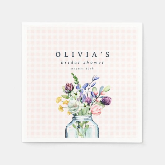 Serviette En Papier Mariage Champêtre Rustique avec Fleurs Sauvages en (Devant)