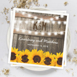 Serviette En Papier Mariage Champêtre Rustique Guirlande de Tourneso