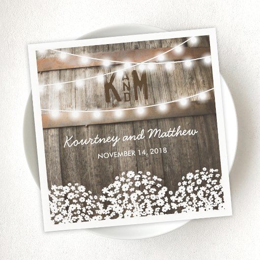 Serviette En Papier Mariage champêtre rustique Respiration de bébé
