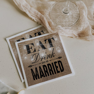 Serviette En Papier Mariage Champêtre Toile de Jute Manger Boire et êt