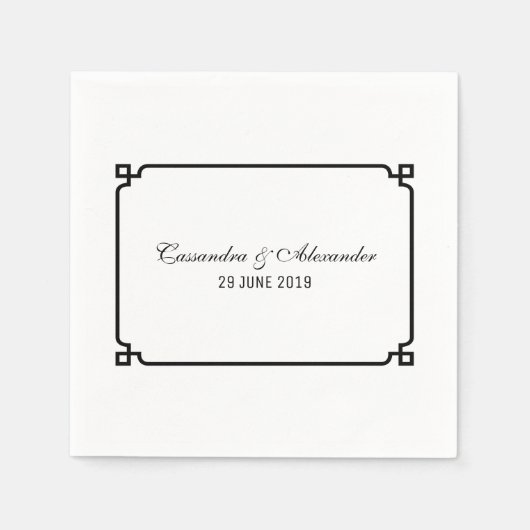 Serviette En Papier Mariage chic Black Deco (Devant)