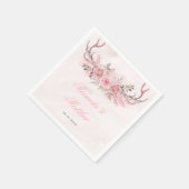 Serviette En Papier Mariage Chic Blush Rose Sage Floral Deer Antlers (Coin)
