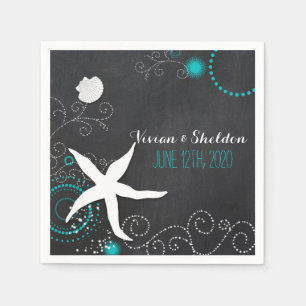 Serviette En Papier Mariage Chic Chalkboard Beach