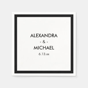 Serviette En Papier Mariage chic français et noir