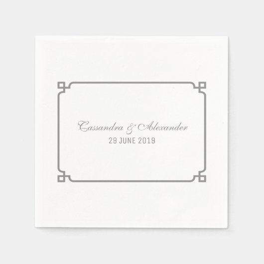 Serviette En Papier Mariage chic gris déco (Devant)