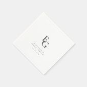 Serviette En Papier Mariage Chic Minimal Monogramme (Coin)