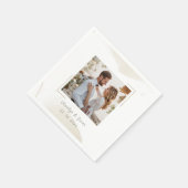 Serviette En Papier Mariage Chic Minimal Photo personnalisée (Coin)