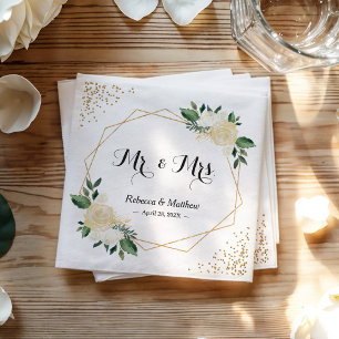 Serviette En Papier Mariage Chic Moderne Ivoire Parties scintillant d'
