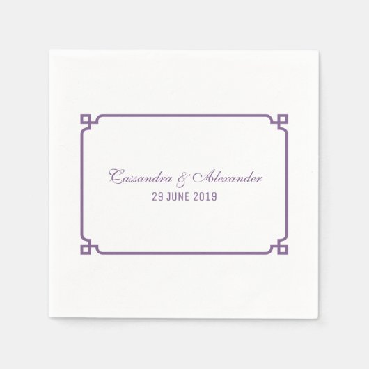 Serviette En Papier Mariage chic violet déco (Devant)