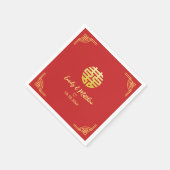 Serviette En Papier Mariage chinois cadre doré double xi (Coin)