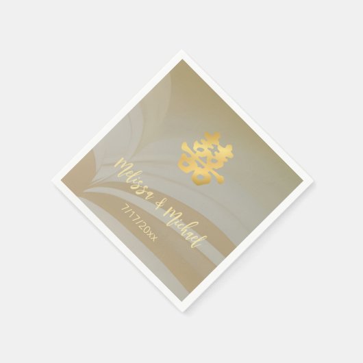 Serviette En Papier Mariage chinois d'art Abstrait personnalisé (Coin)