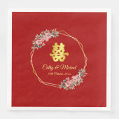 Serviette En Papier Mariage chinois de couronnes géométriques en or ro (Devant)