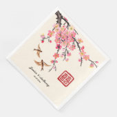 Serviette En Papier Mariage chinois d'encre peignant fleurs et oiseaux (Coin)