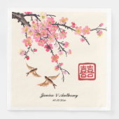 Serviette En Papier Mariage chinois d'encre peignant fleurs et oiseaux (Devant)