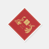 Serviette En Papier Mariage chinois Dragon-Phoenix Double Xi Red Gold (Coin)