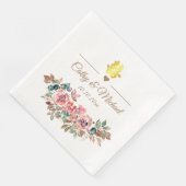 Serviette En Papier Mariage chinois élégant rustique poussiéreux rose  (Coin)