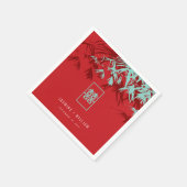 Serviette En Papier Mariage chinois Turquoise Bambou Feuille Double Xi (Coin)