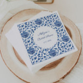 Serviette En Papier Mariage Chinoiserie Fleurs Bleues et Blanches