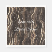 Serviette En Papier Mariage chocolat doré tourbillonne floral (Devant)