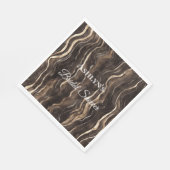 Serviette En Papier Mariage chocolat doré tourbillonne floral (Coin)