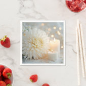 Serviette En Papier Mariage Chrysanthemum Fleur et bougies (En situation)